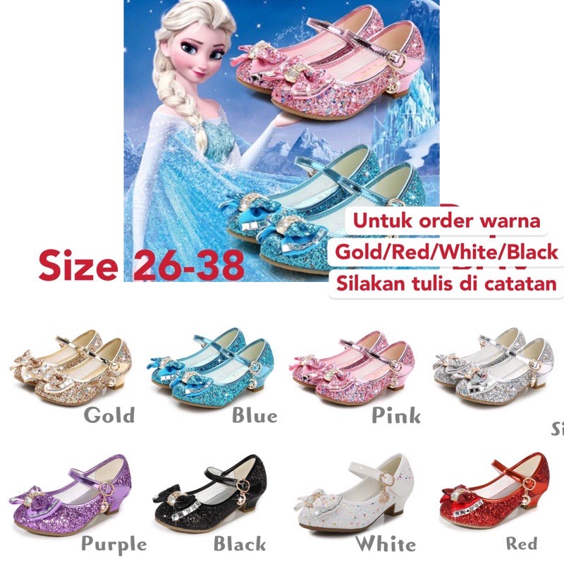 Princess Glitter Blink Blink 兒童高跟鞋 26-38 高跟鞋冰雪奇緣 Elsa A233
