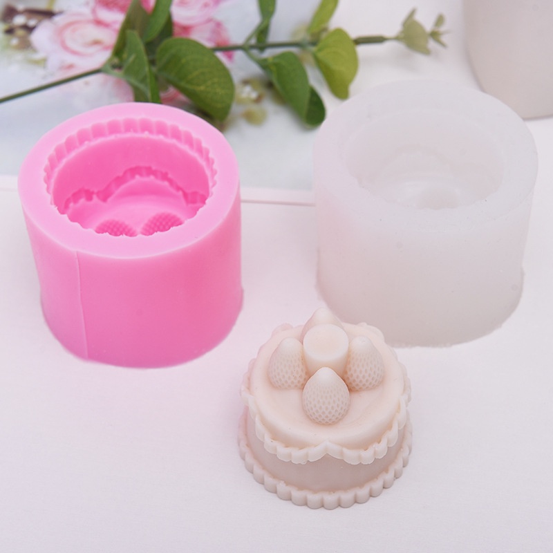 草莓小蛋糕香薰蠟燭皁模石膏滴膠樹脂手工矽膠捏捏DIY模具