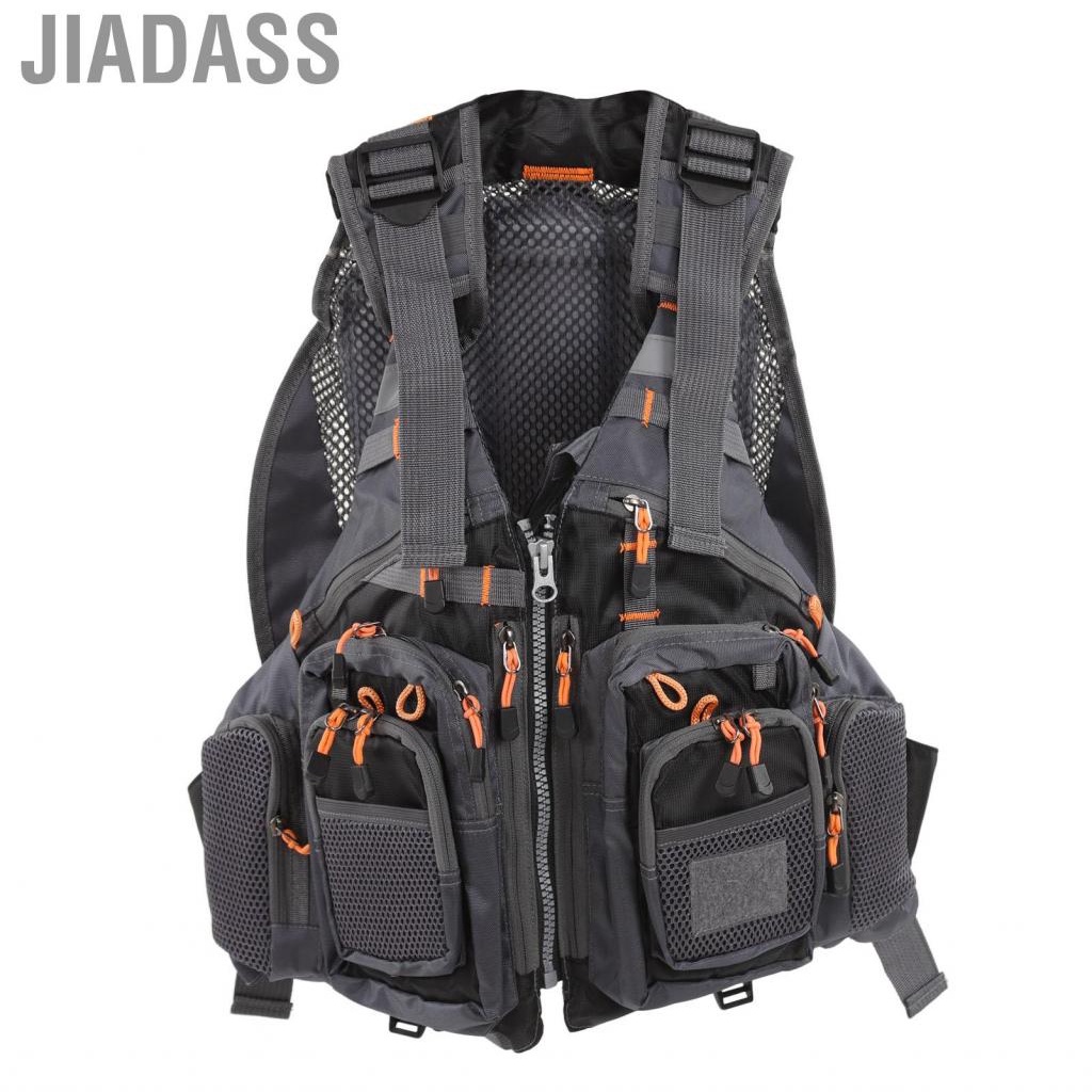 Jiadass 戶外釣魚背心多口袋平均尺寸可調式肩帶透氣適合釣客