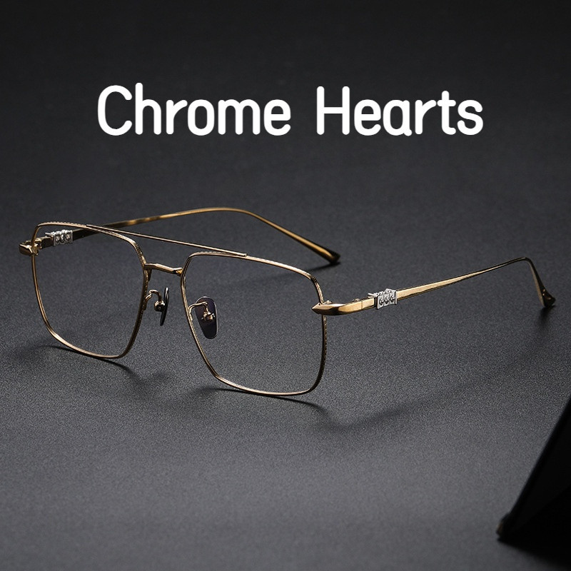 【TOTU眼鏡】金屬框眼鏡 純鈦眼鏡框 Chrome Hearts克羅星同款 雙梁眼鏡架 時尚潮流 大框眼鏡 飛行員眼鏡