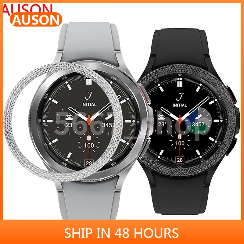 AUSON適用三星Galaxy watch 4/3手錶錶圈 波浪斜紋Samsung 41/45/42/46mm金屬保護環