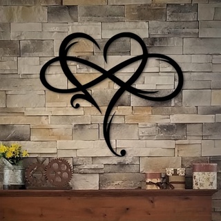 1 件 Infinity Heart 黑色心形金屬牆壁裝飾愛心牆壁裝飾愛情標誌牌匾臥室裝飾品