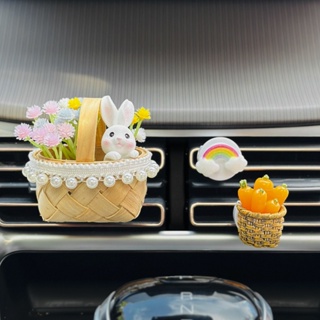 可愛的籃子兔子挂件裝飾汽車香水出口空氣清新劑汽車掛車內裝飾品可愛的汽車配件汽車後視鏡裝飾汽車工藝品娃娃