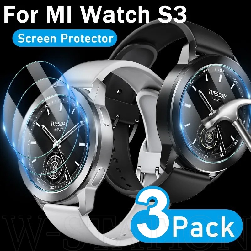 XIAOMI MI 3 片兼容小米米手錶 S3 高清透明鋼化玻璃膜/防指紋屏幕保護膜/防刮防震智能手錶屏幕膜