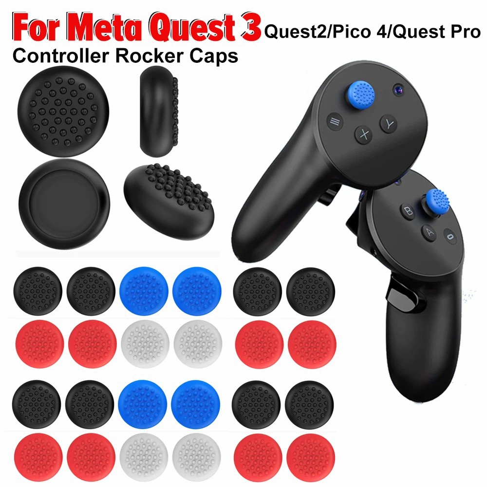 2 件兼容 Meta Quest 3/Quest2/Pico 4/Quest Pro 控制器拇指套/矽膠拇指桿搖桿保護帽