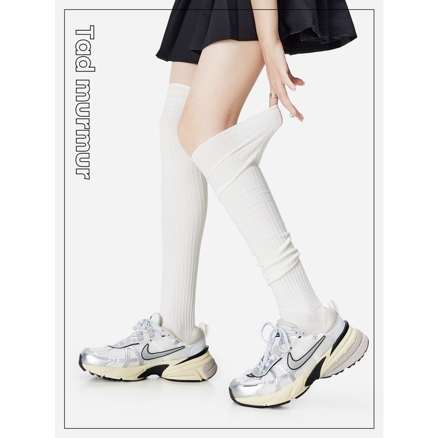 長筒襪女 秋季白色直條紋顯瘦韓國ins熱門過膝靴襪