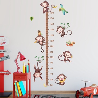 卡通動物猴子鸚鵡身高貼，客廳兒童房裝飾牆貼
