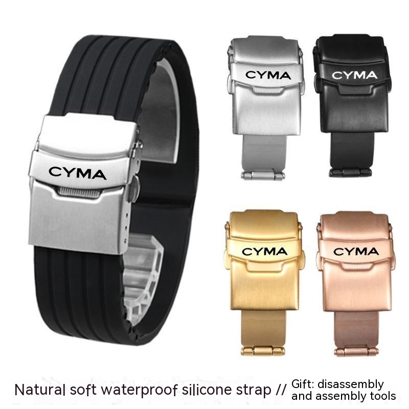 CYMA防水橡膠手錶帶 柔軟矽膠錶帶 精鋼保險扣18/20/22mm