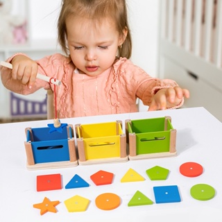 兒童蒙氏早教 木製玩具 嬰幼兒精細動作訓練形狀顏色認知配對分類投幣盒 塞塞樂釣魚遊戲 蒙特梭利 益智早教