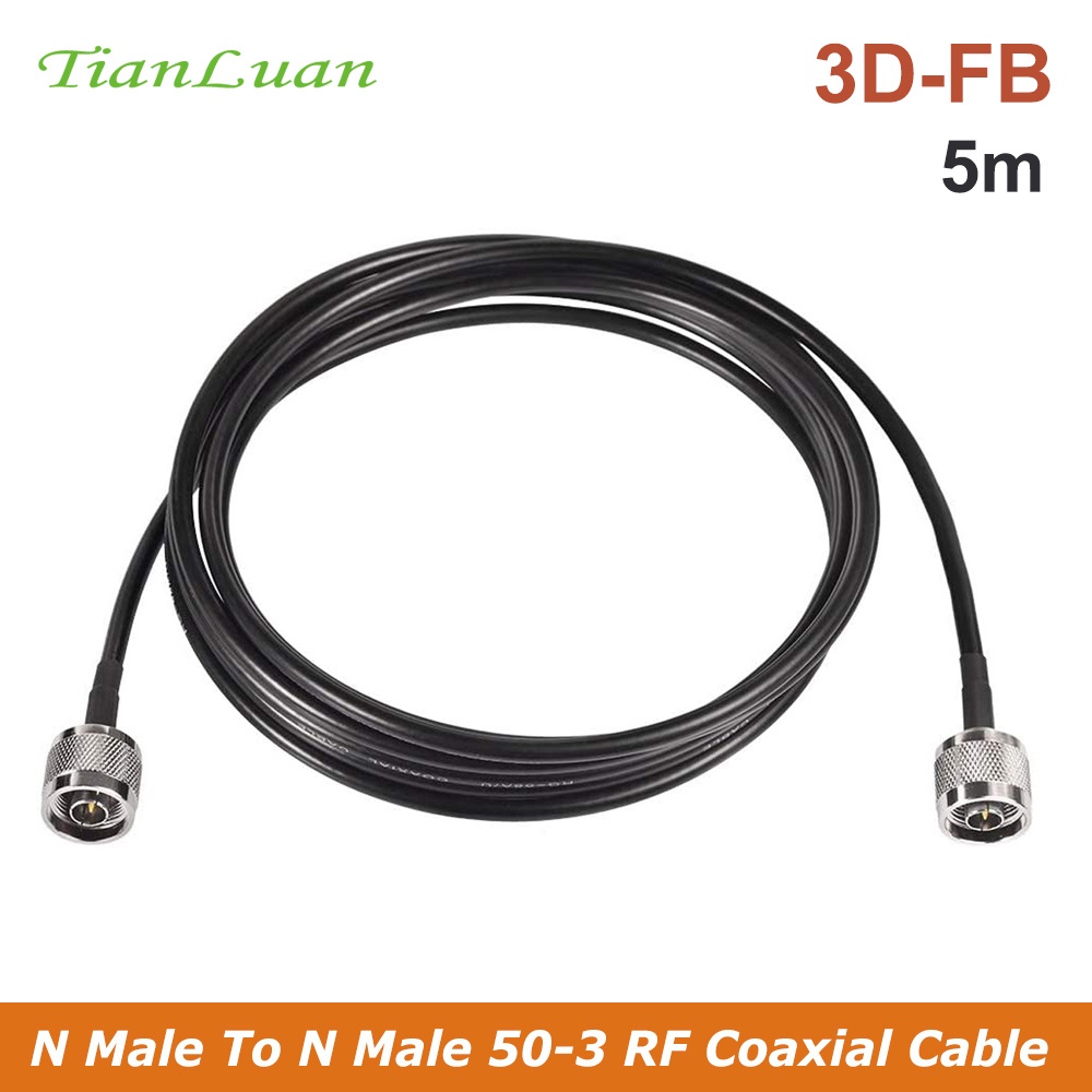 5m 三維-FB 50-3 同軸電纜線 5 米線 50ohm 延長同軸電纜,帶 N 公連接器,用於蜂窩信號增強器/中繼器