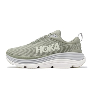 Hoka 慢跑鞋 Gaviota 5 路跑 灰綠 燕麥奶色 厚底 緩震 男鞋 【ACS】 1134234BYT