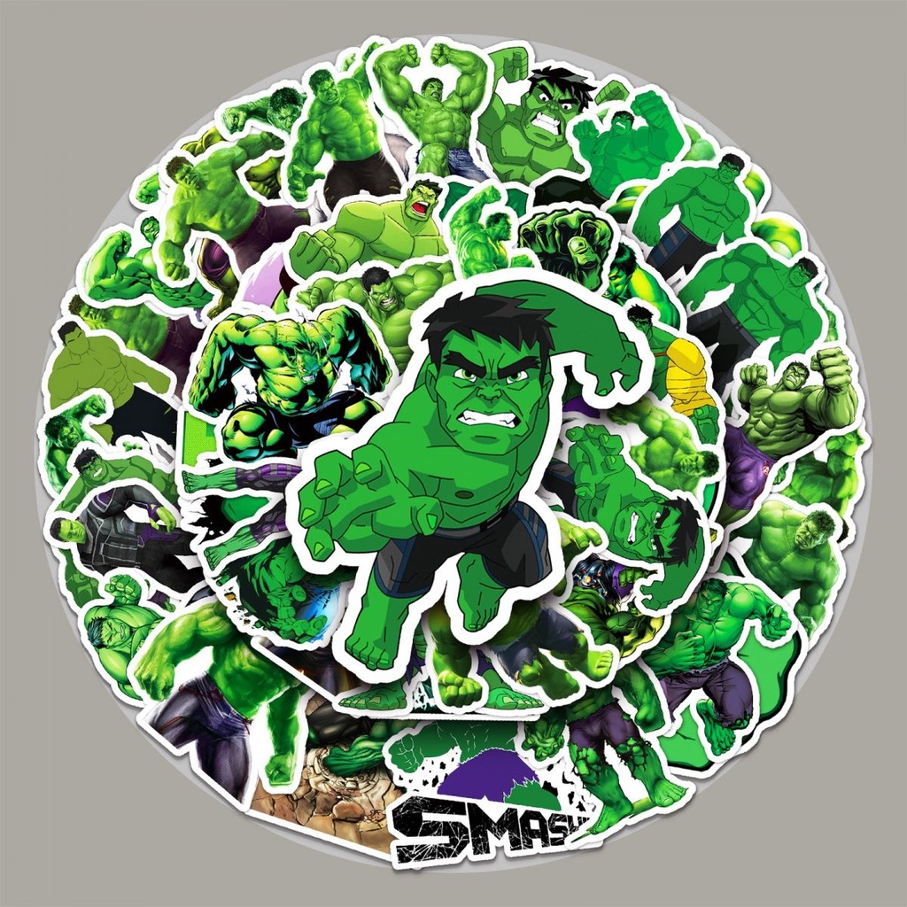 50張綠巨人浩克塗鴉貼紙hulk卡通漫威貼紙裝飾手機滑板行李箱貼畫防水幼兒玩具貼紙