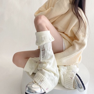 日系個性Y2K亞文化針織破洞針織腿套女 乞丐襪JK喇叭堆堆襪套
