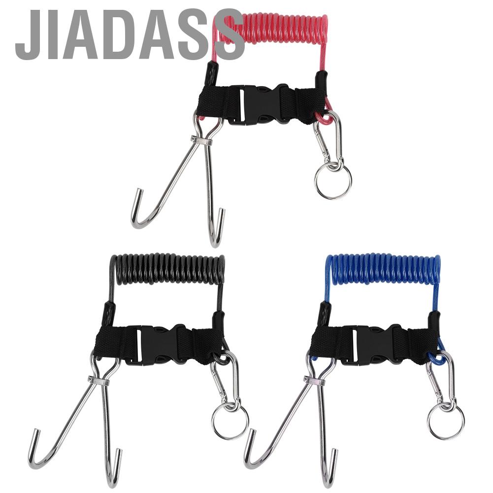 Jiadass 潛水流鉤不銹鋼雙漂帶彈簧繩掛繩適用於潛水水下運動