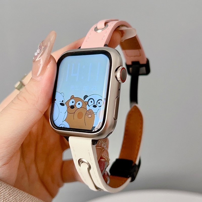 【現貨】Apple Watch錶帶 穿扣小蠻腰錶帶 真皮錶帶 S9 S8 S7 45 40mm 44 41mm 女士錶帶