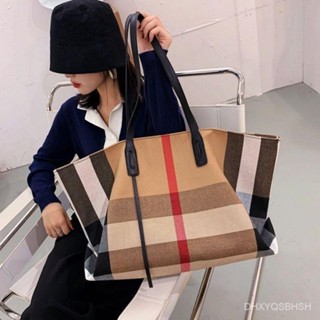 【BUDOUDOU】大容量包包女包2021帆佈格子託特包斜揹包手提包學院風時尚潮流包 HKDK