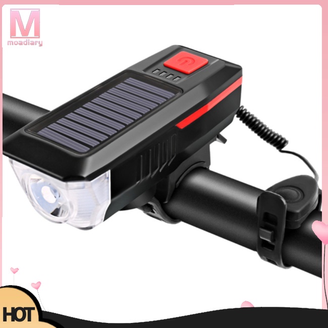 Moadiary自行車燈太陽能usb充電雙充電喇叭燈防水自行車前大燈手電筒