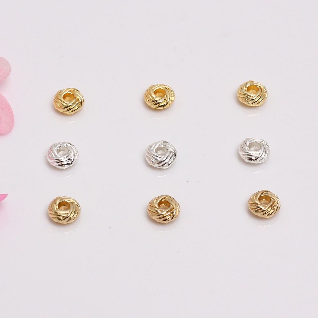 HC-新款高品質-【 100pcs/包】 14k包金保色麻花纏繞小金珠 diy飾品配件項鏈 手鏈 隔珠串串珠材料