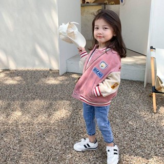 🍑Smile Kids🍑女童秋冬外套 臺灣出貨 女童裝燈芯絨棒球服秋冬新款加絨外套2025時髦休閒中大童洋氣上衣