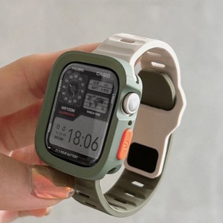 錶殼+錶帶矽膠錶帶手鍊保護套相容 Apple Watch Ultra2 49mm 44mm 40mm 45mm 41mm