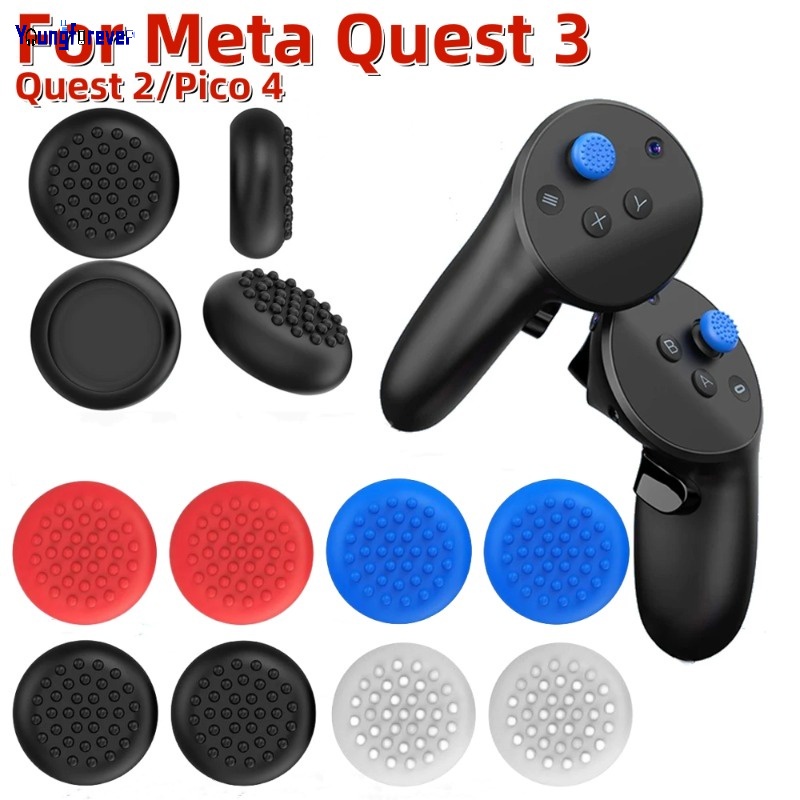簡單精緻的彩色操縱桿搖桿帽兼容 Meta Quest 3 2 Pico 4 個性化防滑 VR 遊戲控制器拇指蓋