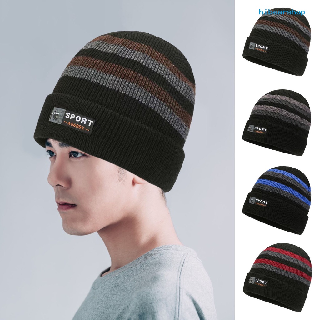 [HIBE] 保暖針織帽防寒秋冬季帽子冬季時尚毛線帽戶外套頭男士滑雪帽