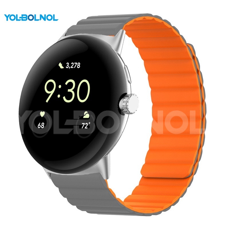 適用於 Google Pixel Watch 2 錶帶矽膠磁吸款 谷歌可調節腕帶錶帶手錶帶 Pixel Watch 錶帶