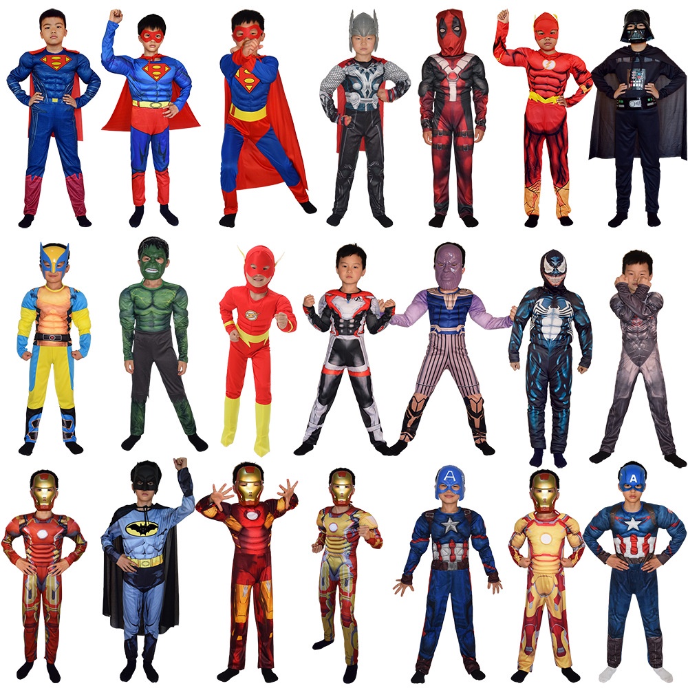 萬聖節 造型服飾 cosplay 萬聖節英雄聯盟兒童角色扮演鋼鐵俠美國隊長綠巨人肌肉服裝