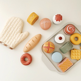 兒童木製仿真麵包 女孩過家家 模擬甜品烘焙套裝 廚房玩具