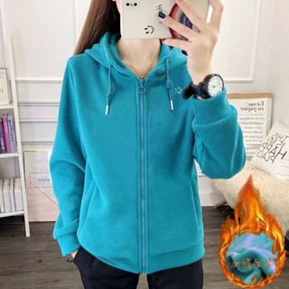 XIXI 冬季外套女戶外抓絨保暖加厚連帽小外套彈力刷毛衝鋒內膽秋冬絨衣潮 2B