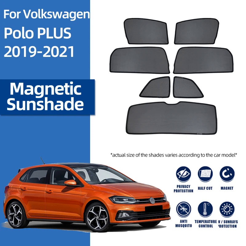 適用於 Volkswagen VW POLO Hatchback 2017-2023 磁性汽車遮陽板前後擋風玻璃框架窗簾