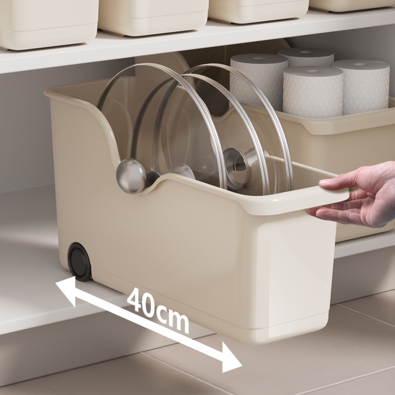 櫥櫃收納盒帶滑輪廚房冰箱雜物架桌面收納架家用防塵多功能收納盒