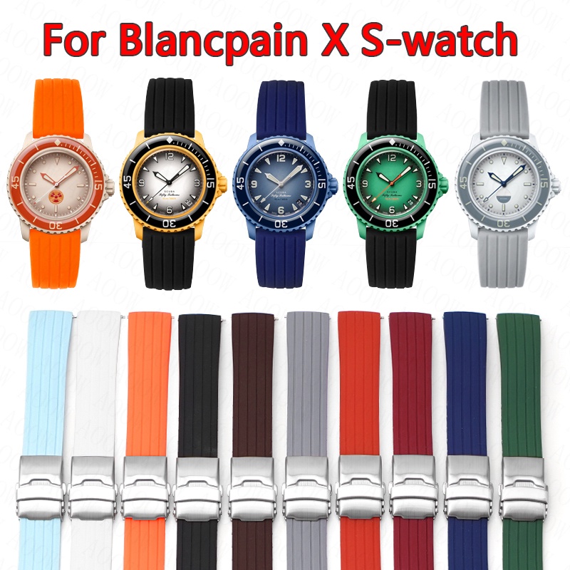 全新 22 毫米矽膠錶帶適用於 Blancpain X Swatch 五十 五海洋系列潛水時尚男士女士替換手鍊