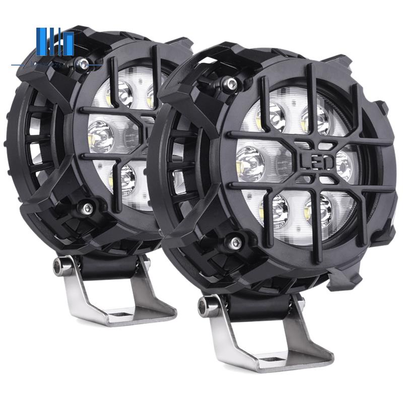 JEEP 2 件裝 48W LED 射燈吊艙圓形工作燈條射燈越野駕駛霧燈明亮 4000LM 燈適用於卡車汽車 ATV S