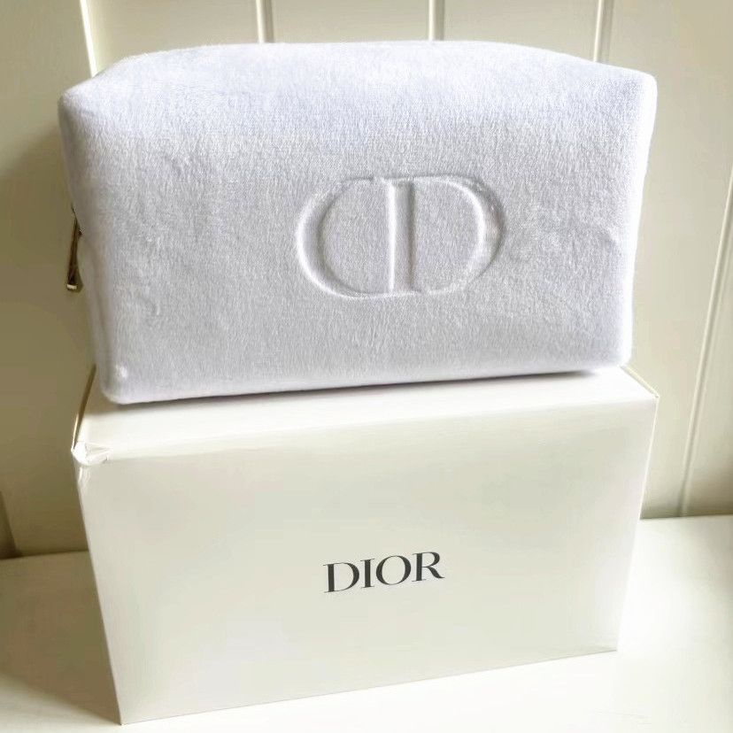 Dior迪奧化妝包 白色絲絨包CD包手拿包 大容量便攜式專櫃贈品包 5SHC