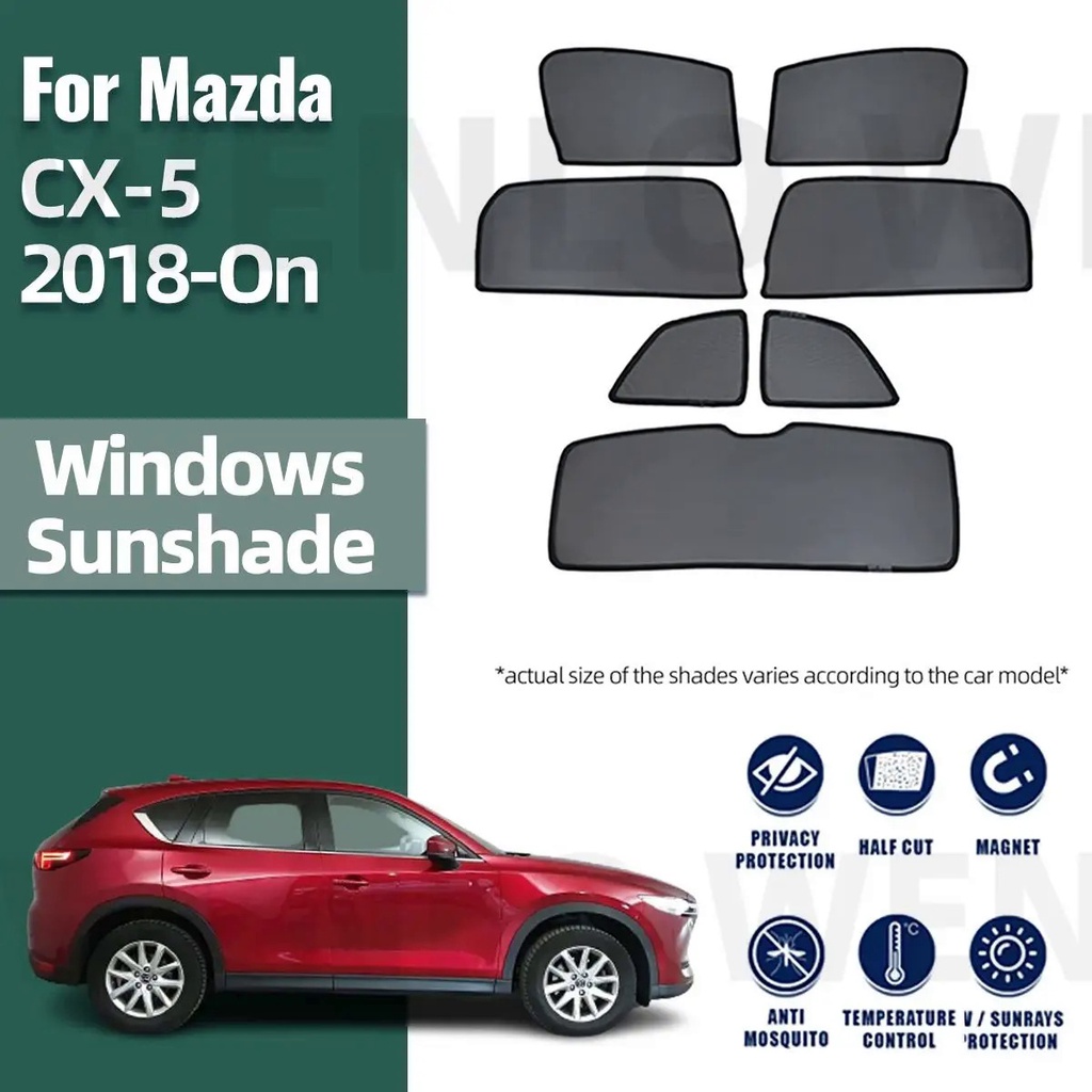 MAZDA 適用於馬自達 CX-5 CX5 KF 2018-2023 2024 汽車遮陽板磁性前擋風玻璃窗簾後側窗遮陽板