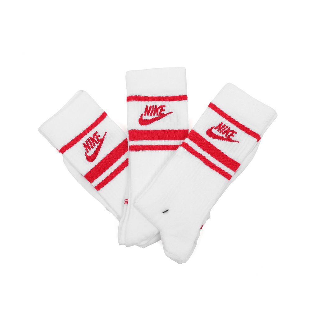 Nike 襪子 Everyday Essential Crew Socks 白 紅 三雙入 ACS DX5089-102