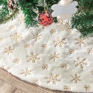 迷你尺寸雪花星星聖誕樹裙 / 聖誕柔軟毛絨亮片地毯 / 可水洗白色人造毛皮冬季地墊 / 新年家居裝飾派對用品