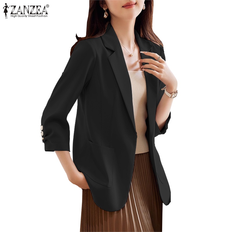 Zanzea 女式韓版 V 領翻領長袖一粒扣西裝外套