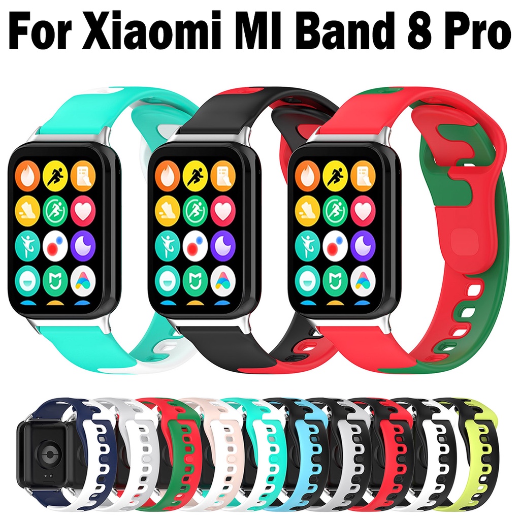 XIAOMI MI 適用於小米手環 8 Pro 錶帶軟矽膠兩貼時尚彩色智能手錶替換腕帶智能手錶錶帶配件