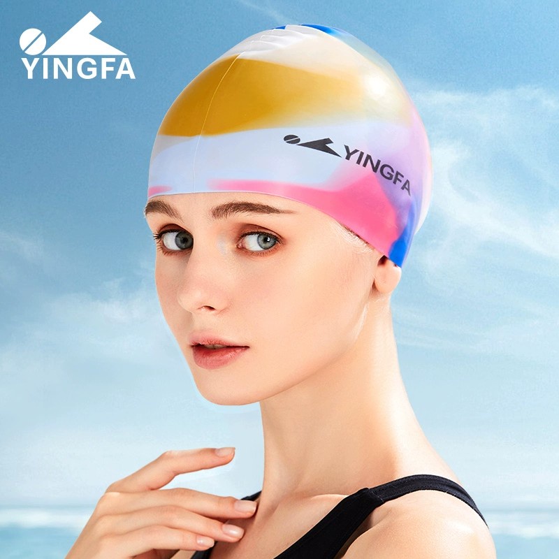 Yingfa泳帽女長發防水矽膠泳帽訓練比賽水上運動帽男女通用