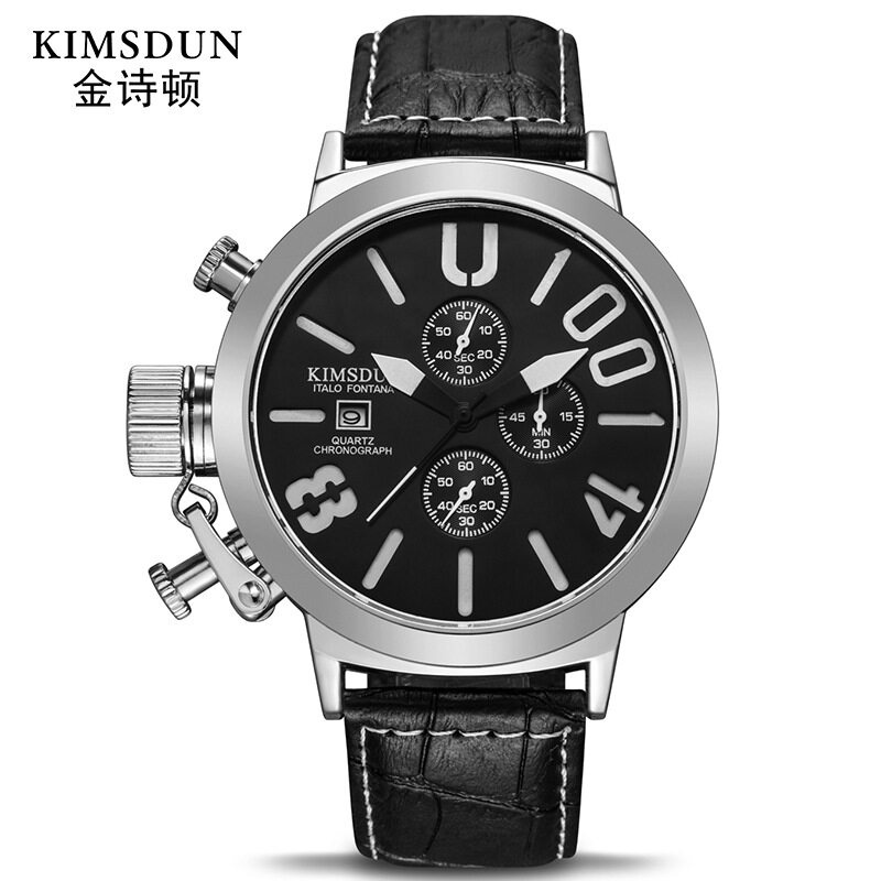 Kimsdun大錶盤男士手錶三眼六針多功能運動防水手錶k-924d