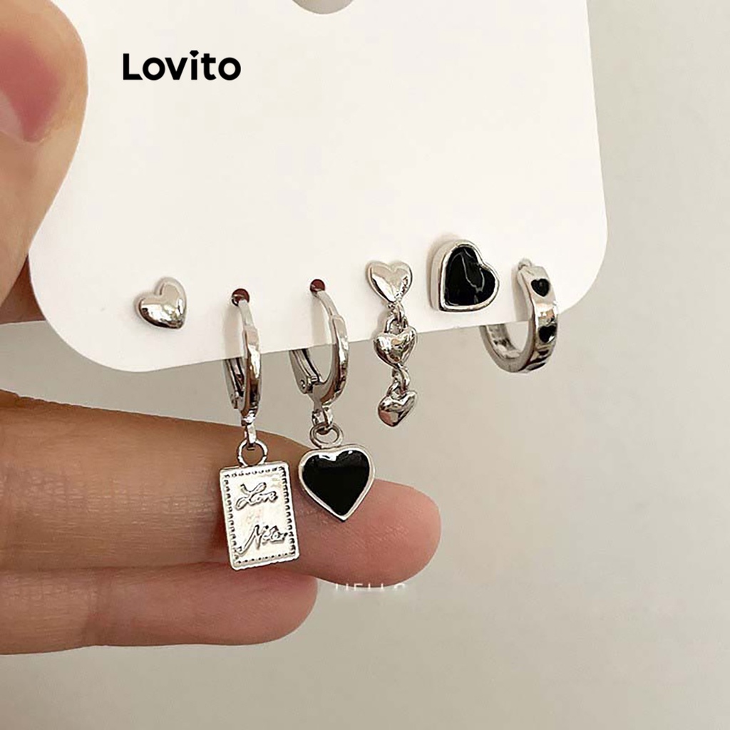 Lovito 女士休閒素色金屬耳環 LFA01003 (銀色)