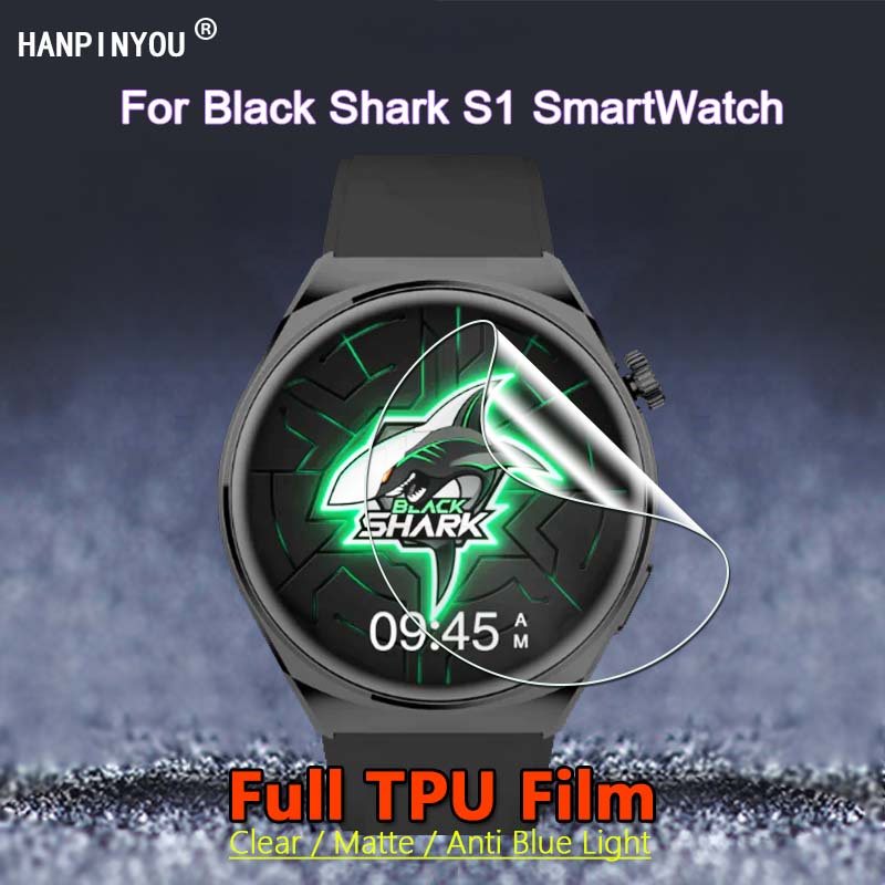 2 件適用於 Black Shark S1 智能手錶透明/啞光/防藍光軟 TPU 水凝膠膜屏幕保護膜 - 非玻璃