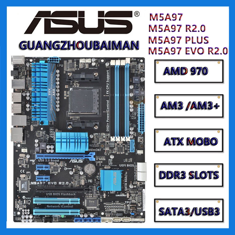 用於 AMD 970 超頻推土機 fx8350 6300 的華碩 m5a97 R2.0/m5a97 plus/m5a97