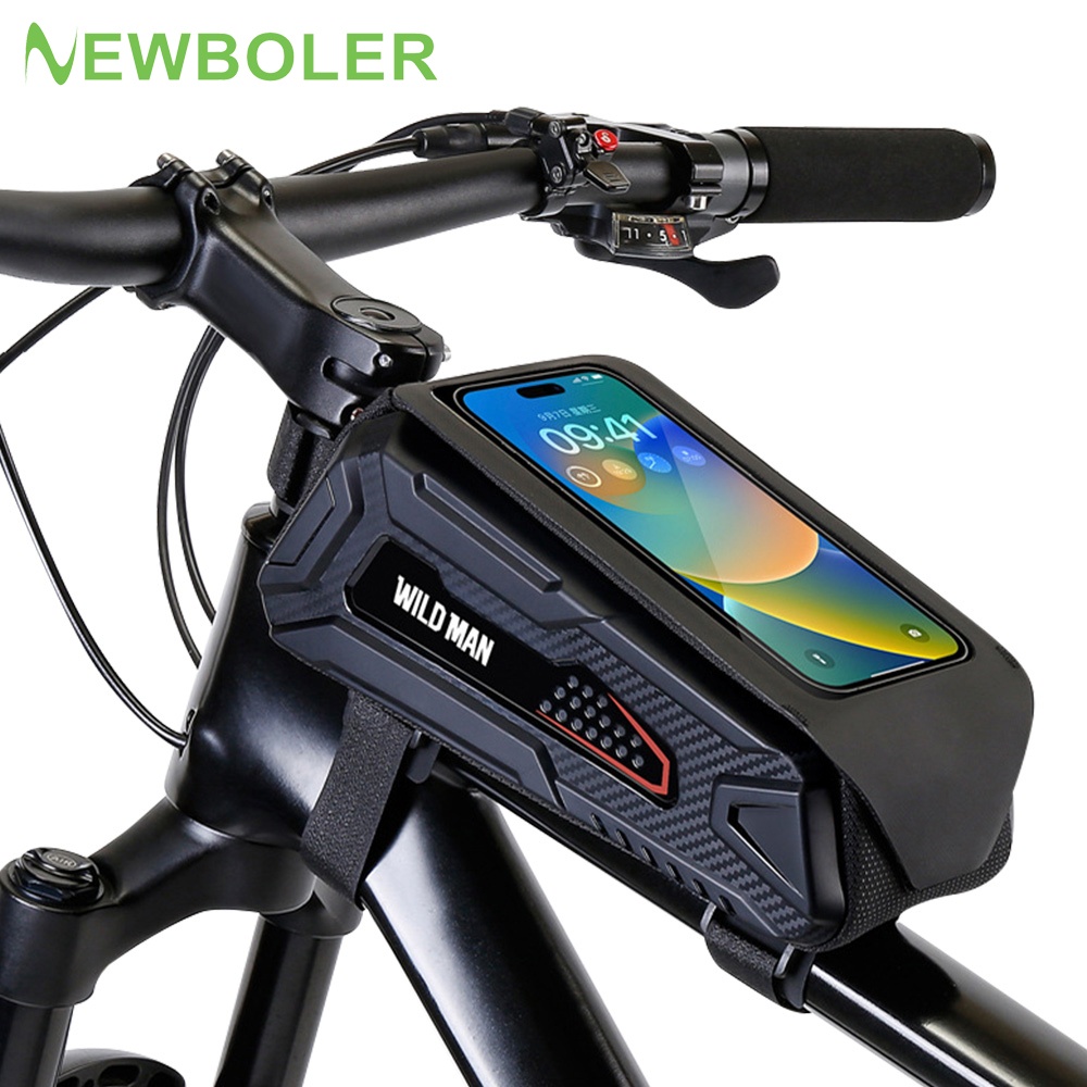 Newboler 防水觸摸屏車架前管自行車包硬殼抗壓前管自行車包透氣雙拉鍊騎行車架包