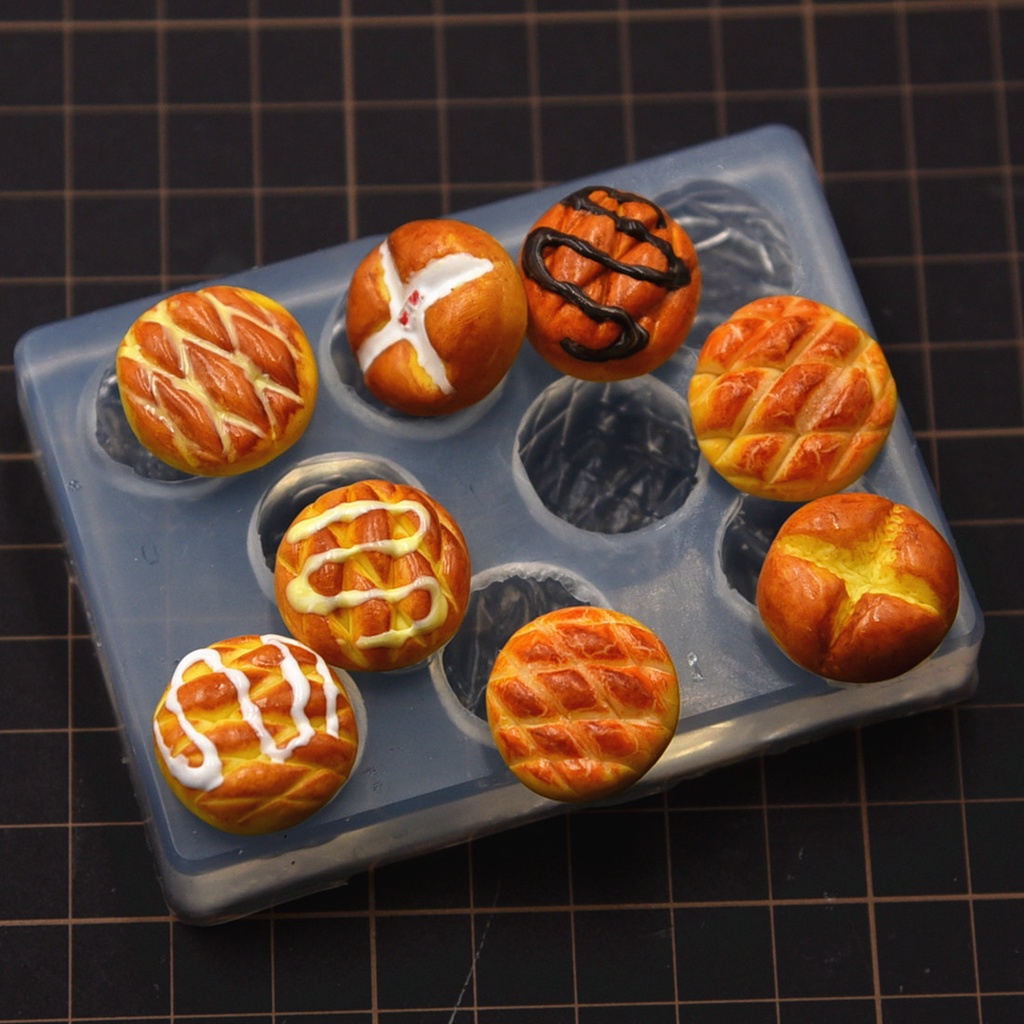 【現貨】微縮超輕粘土食玩麵包系列 迷你diy矽膠模具鳳梨包手工軟陶麵包模