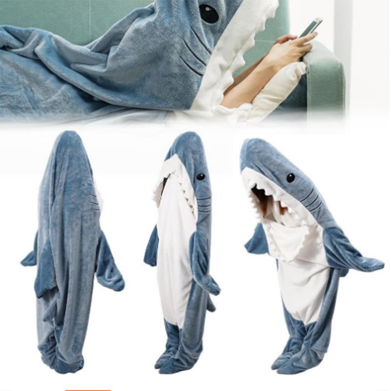 卡通鯊魚睡袋睡衣辦公室午睡鯊魚毯美人魚毯