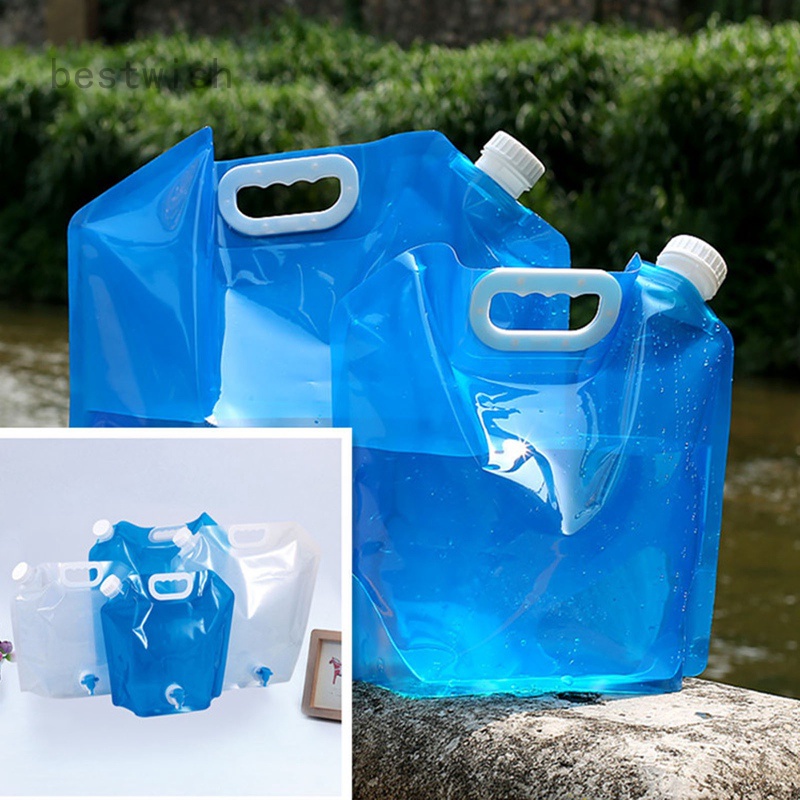 Bwh 便攜式折疊水袋大容量水容器戶外野營烹飪水袋帶水龍頭 5L/10L