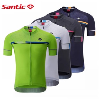 Powerband Santic SALE 男士騎行服 Pro Fit 夏季防滑袖袖口公路自行車 MTB 短袖騎行服